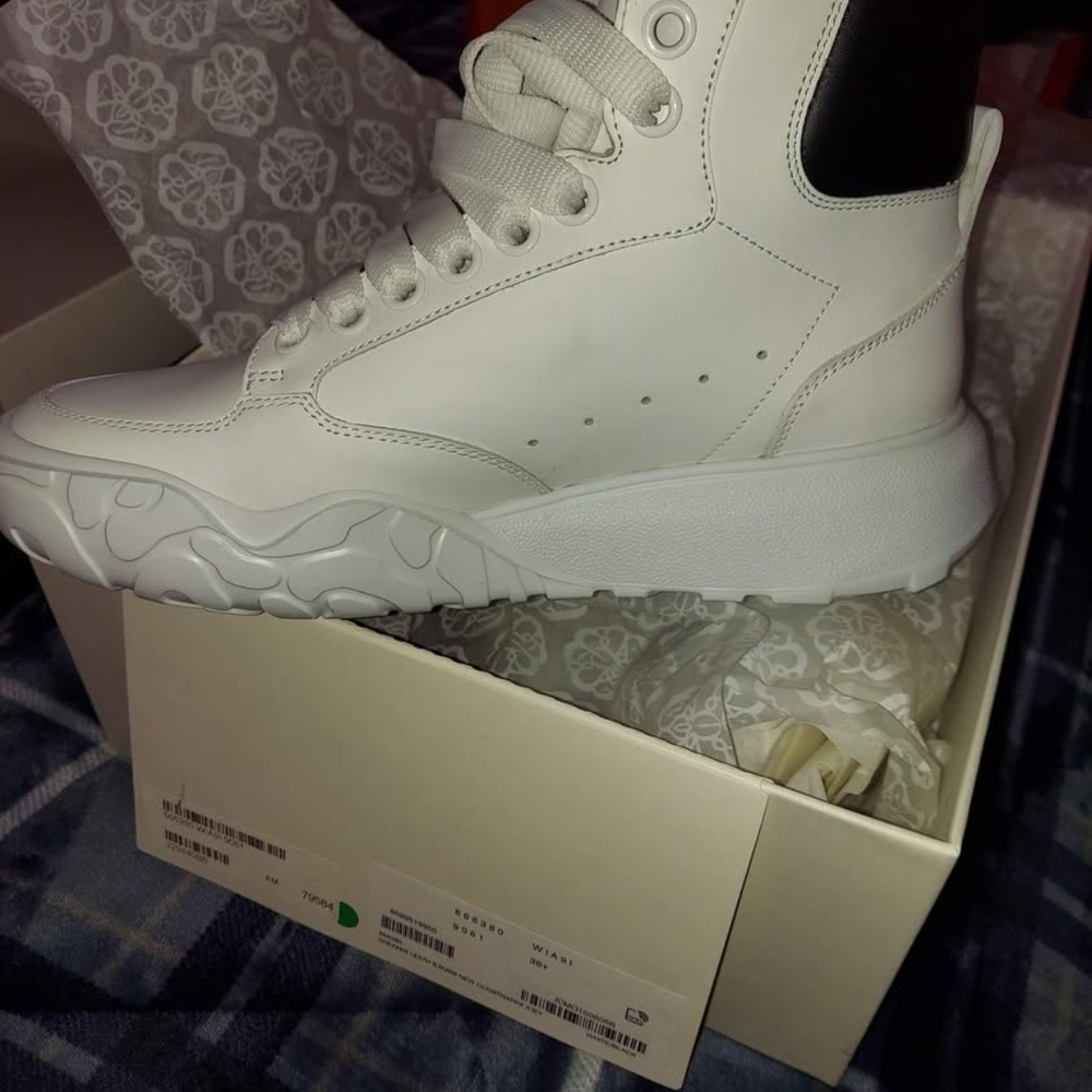 Alexander McQueen White and Black High-Top Sneakers